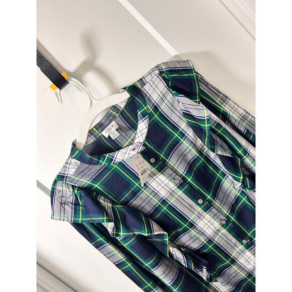 NWT J. Crew Women's Plaid Ruffle Button Front Shirt Top Multicolor Size Medium - Picture 3 of 9